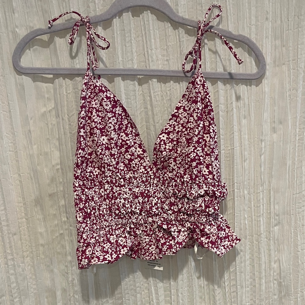 Floral Magenta Crop Tank Top